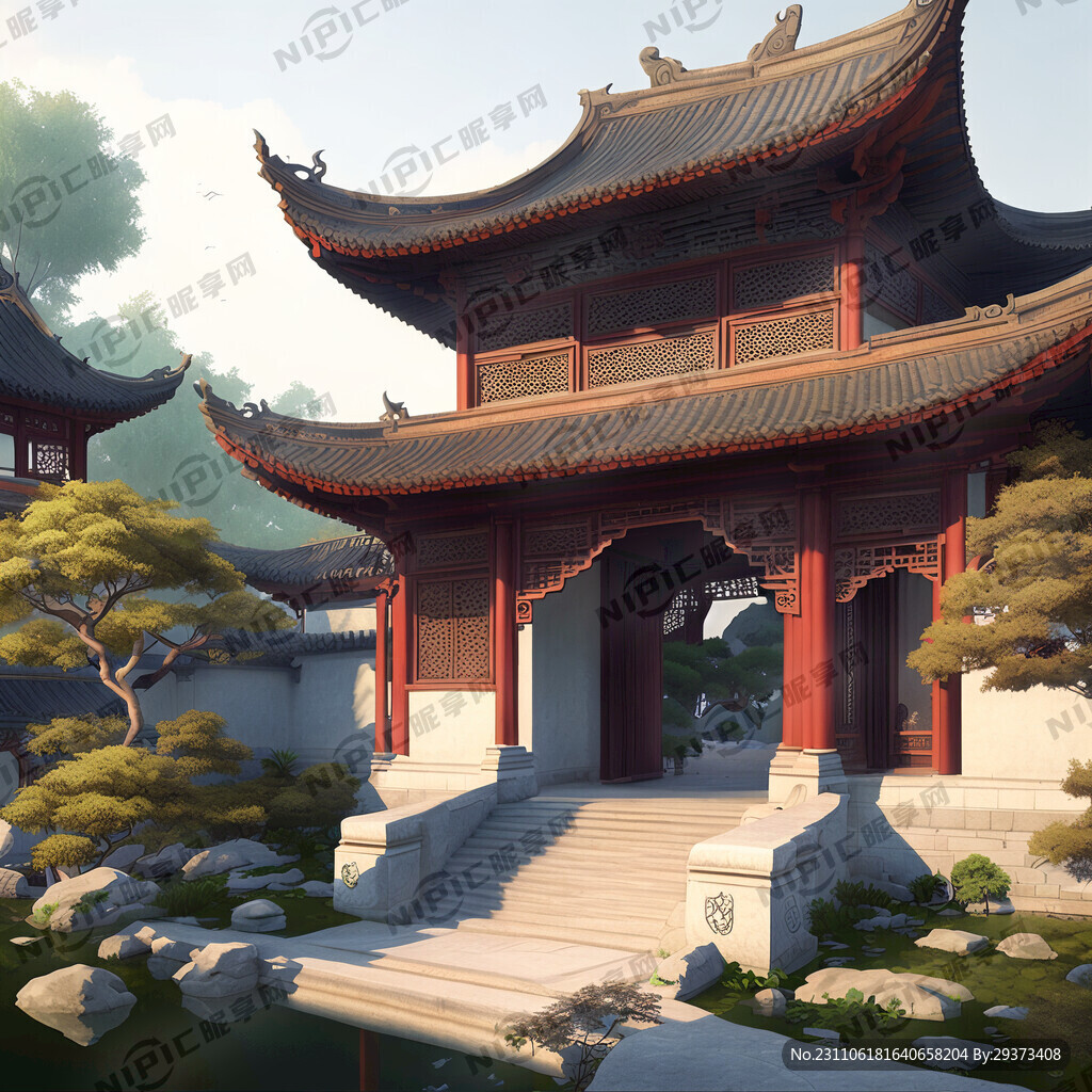 AI创作图中式园林nipic.com-昵图网