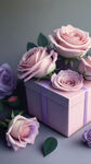 朦胧的 华丽礼盒 小小的玫瑰环绕，淡淡粉紫色，柔和精致