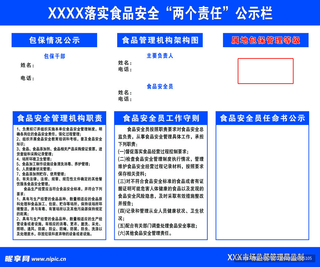 落实食品安全两个责任公示栏