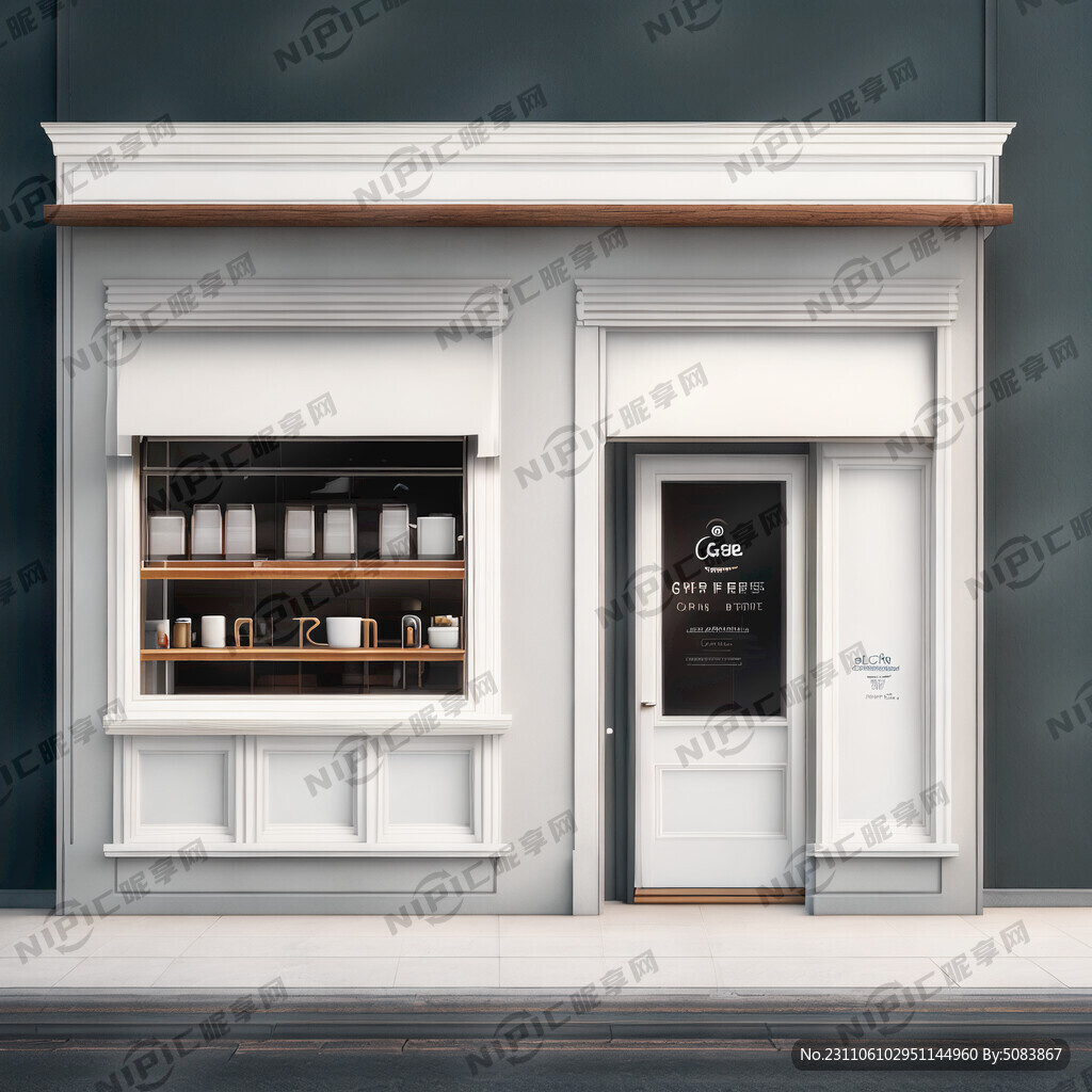 咖啡店店铺空白门头。