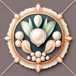 标志设计色彩淡雅 图形抽象 包含珍珠和经典元素  勋章设计