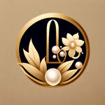 标志设计 包含艺术之花和珍珠 时尚简约风格 香槟金色彩