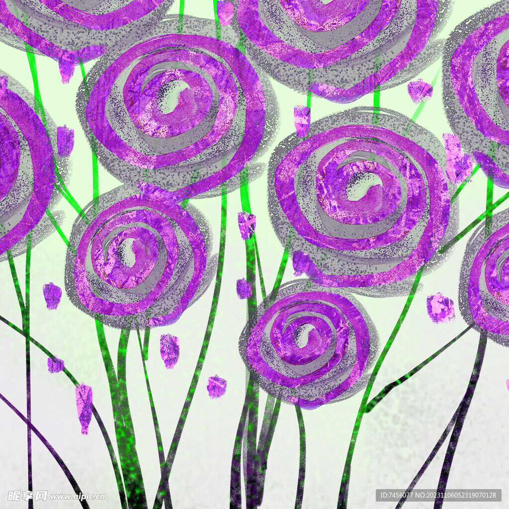 唯美紫色花卉花束挂画