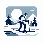 滑雪扁平插画