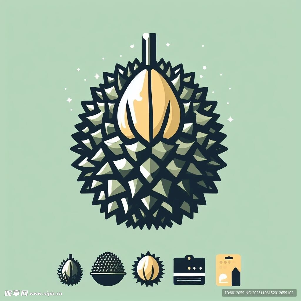 榴莲矢量插画