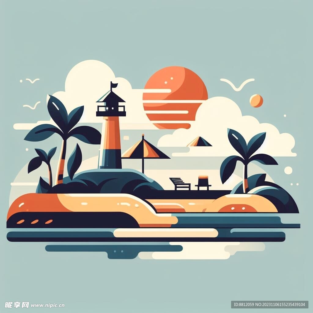 创意沙滩海浪设计