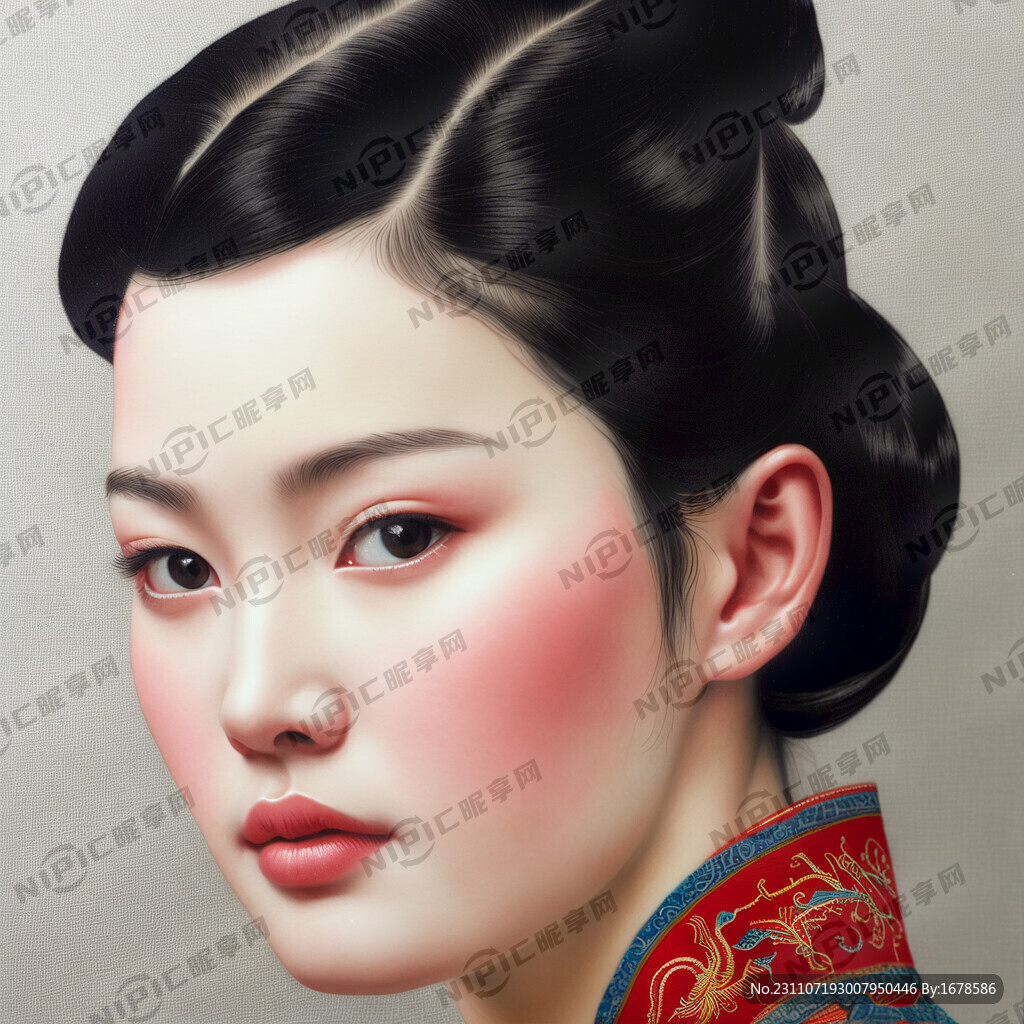 女性正脸   纹绣