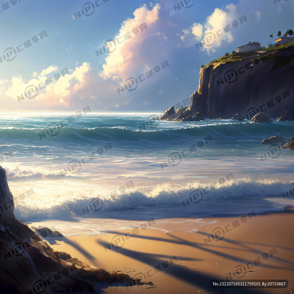 二维海边场景  光线明亮