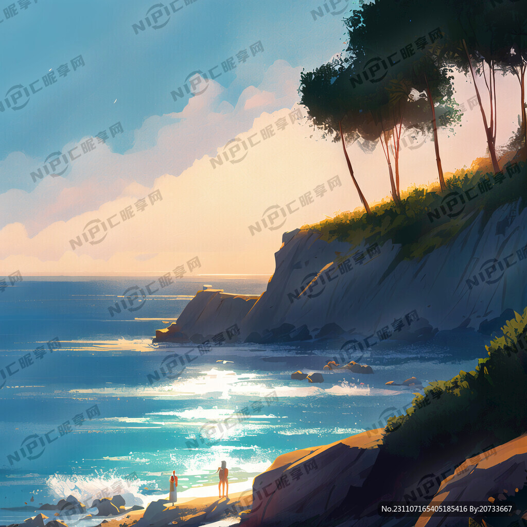 二维海边场景   光线明亮