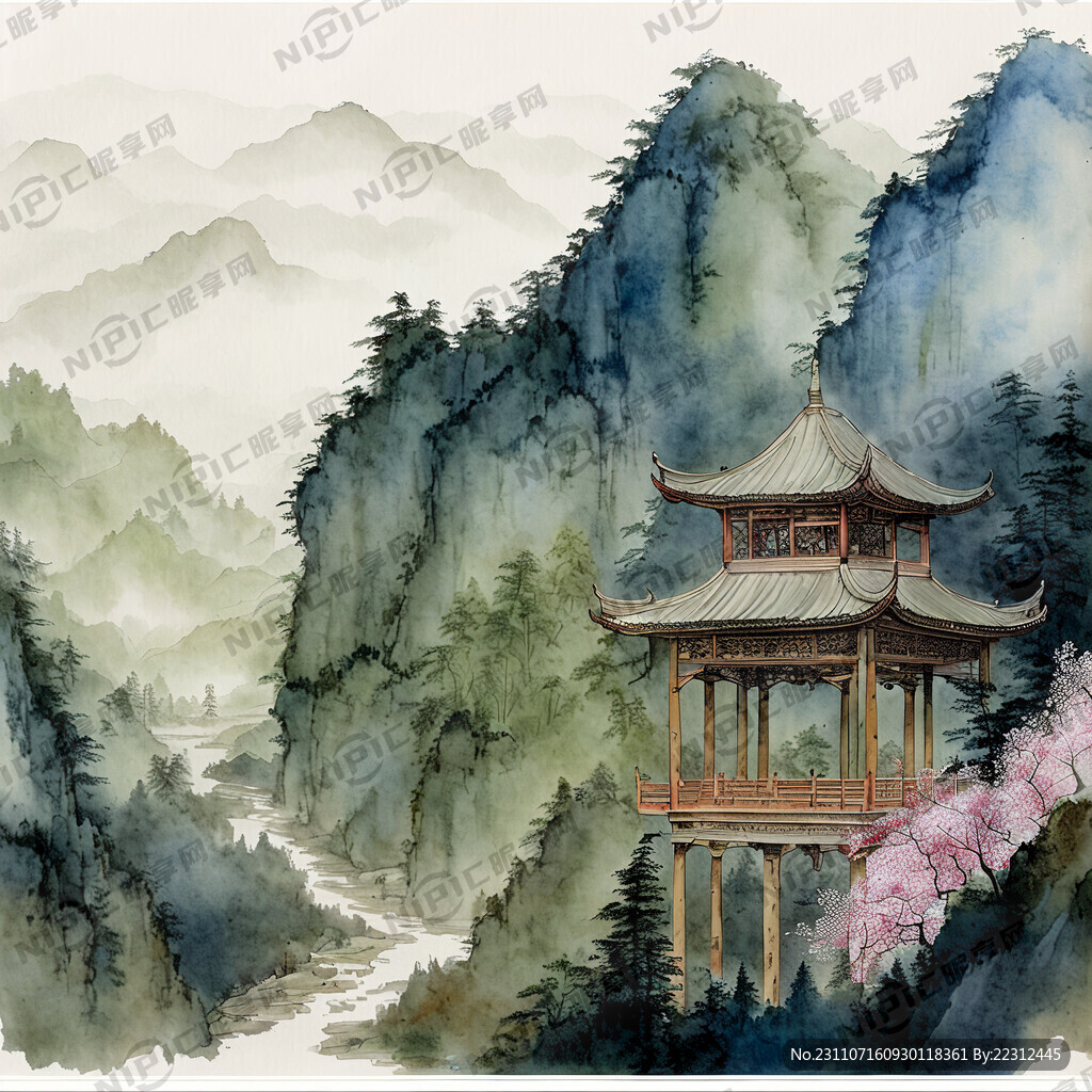 崇山峻岭 森林茂密 蓝色天空