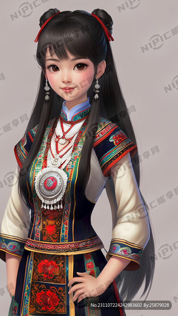 侗族美少女可爱脸蛋 全身
