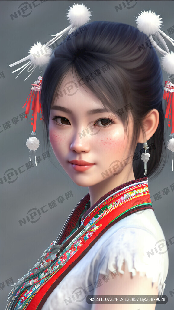  苗族美少女可爱脸蛋 苗条身材