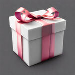 精美礼品盒 透明背景 粉色丝带 白色盒子