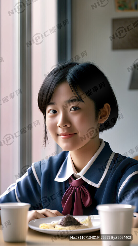 一个 中学生 穿着校服