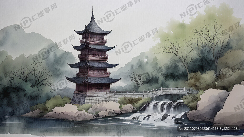 水库 7层塔子 流水