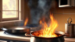 厨房里油锅着火了，用锅盖去灭火