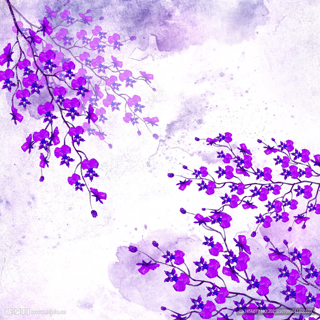 紫色树枝花卉素材