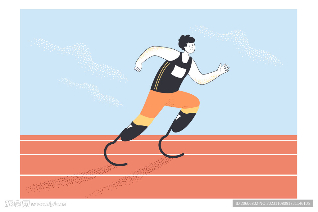 残奥会残疾人运动会赛跑插画