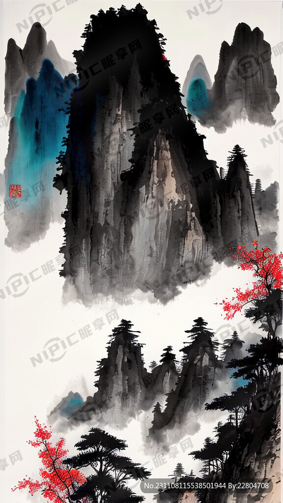中药 山水 国画