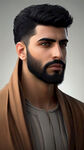中东阿拉伯男性 黑色短发 络腮胡 上半身,正脸