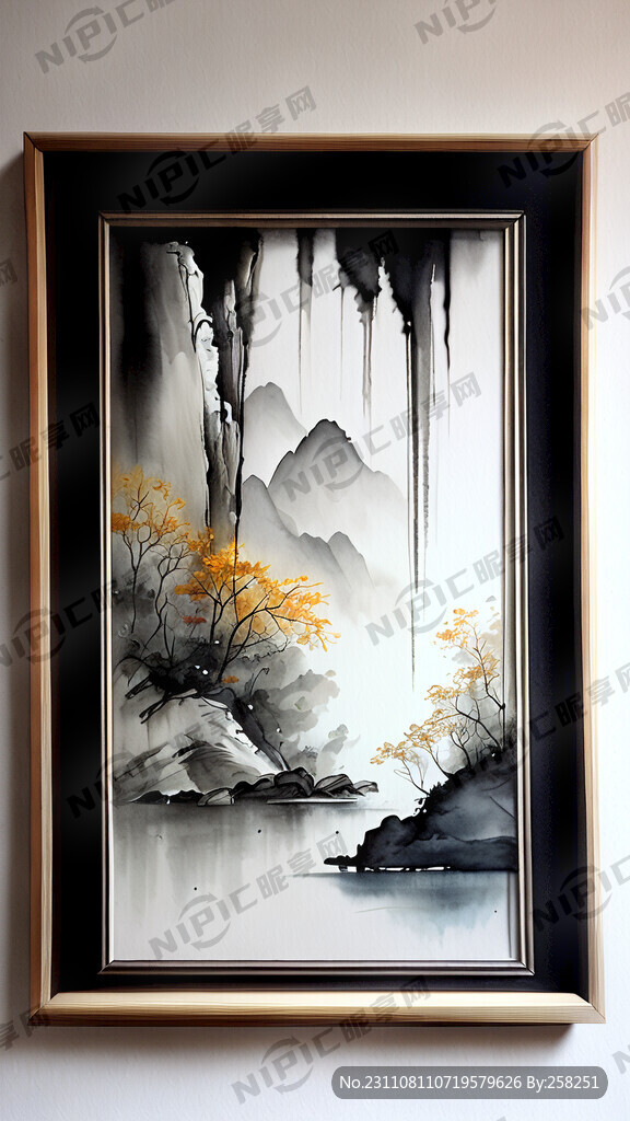 画案 白墙 毛笔架