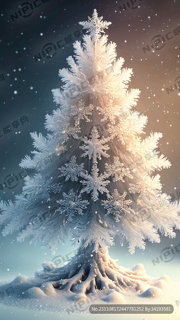 圣诞树 雪花冰晶 梦幻