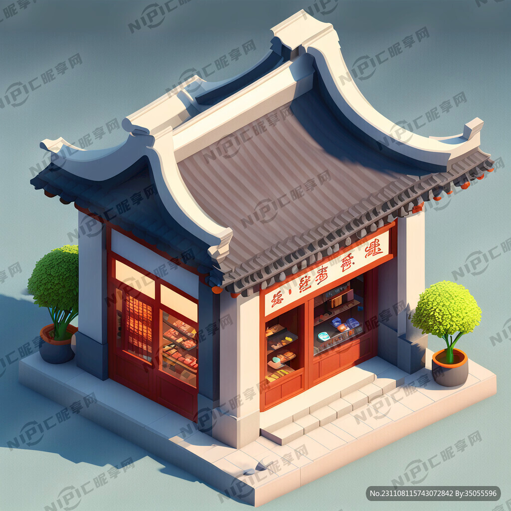 3D 干净 简约 门店 建筑