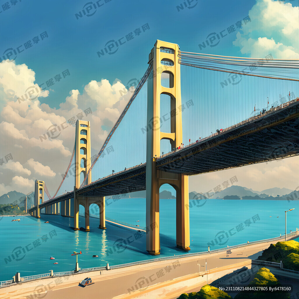 澳门跨海大桥 冰箱贴 创意画