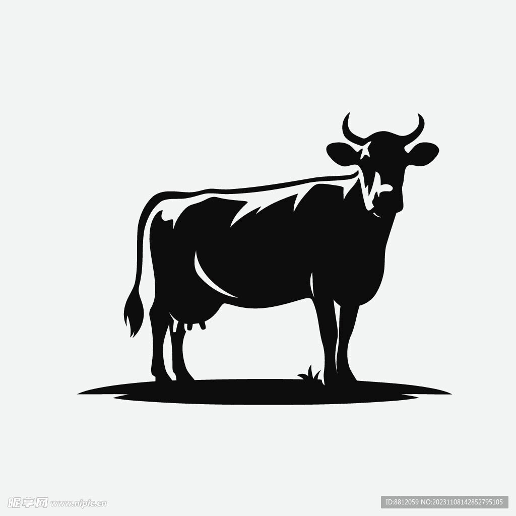 奶牛创意黑白剪影