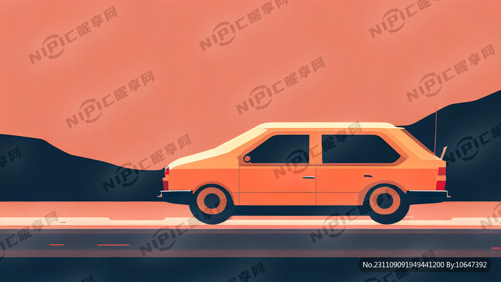 车后视漂移 插画 简约