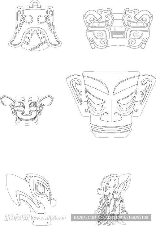 古代图案商铜面具图案纹样