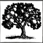 橘子树 橘子园 简笔画 黑白
