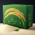 大米高档礼品盒设计,底部绿油油的稻田，