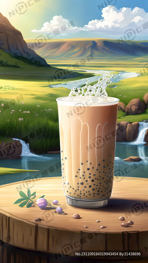 画面中心是一杯珍珠奶茶