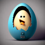 一个鸡蛋，与一张门票相结合，具有强烈视觉效果，生成卡通风格
