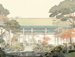 中式园林建筑插画