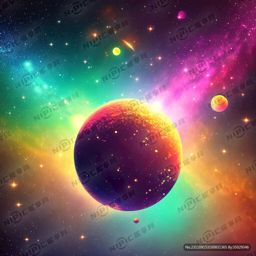 彩色星空 一个发光小星球