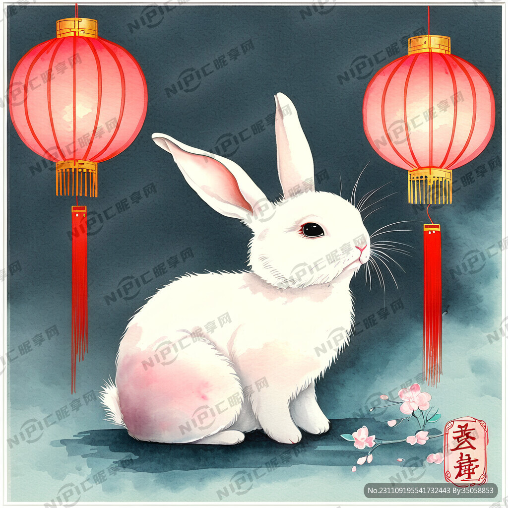 干净 泼水节 可爱兔子 红灯笼