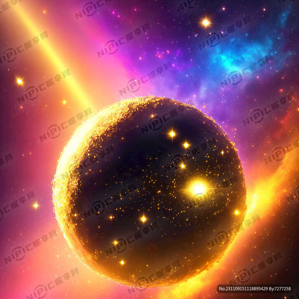 星系 彩色背景 发光的小星球