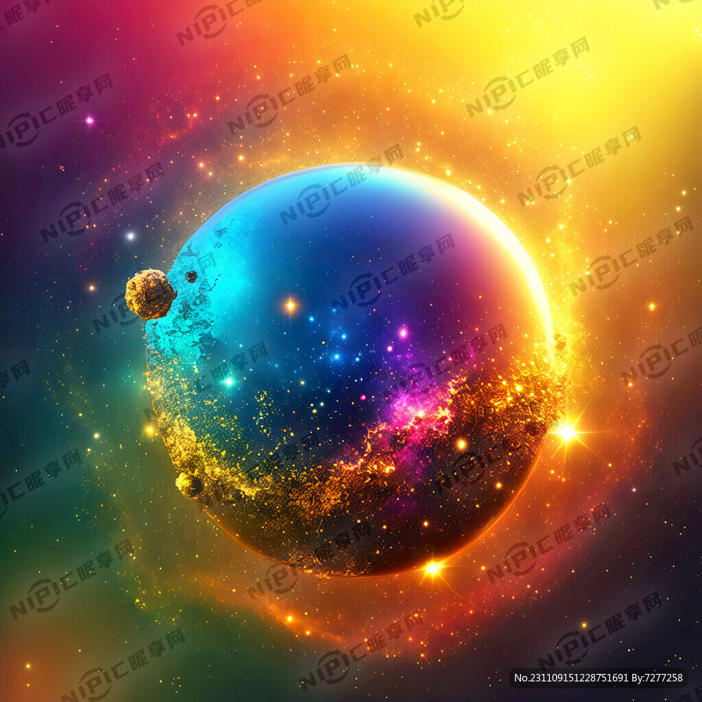 彩色星系 彩色背景 小星球