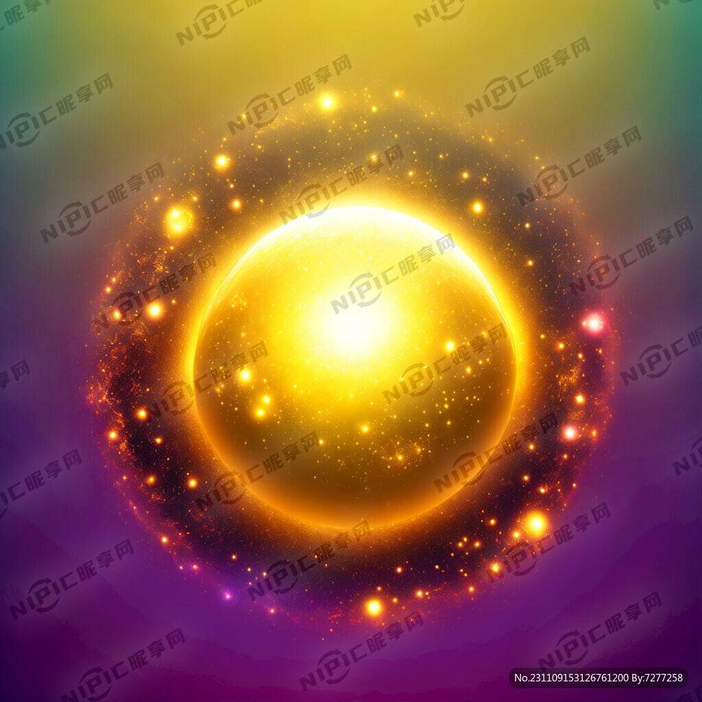 星系 彩色背景 发光的小星球