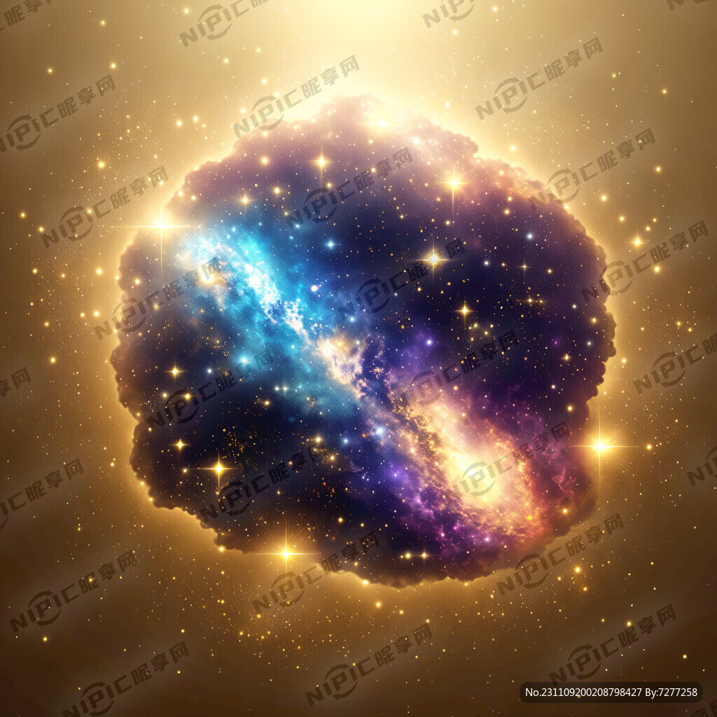 星系 金色背景 少量流星