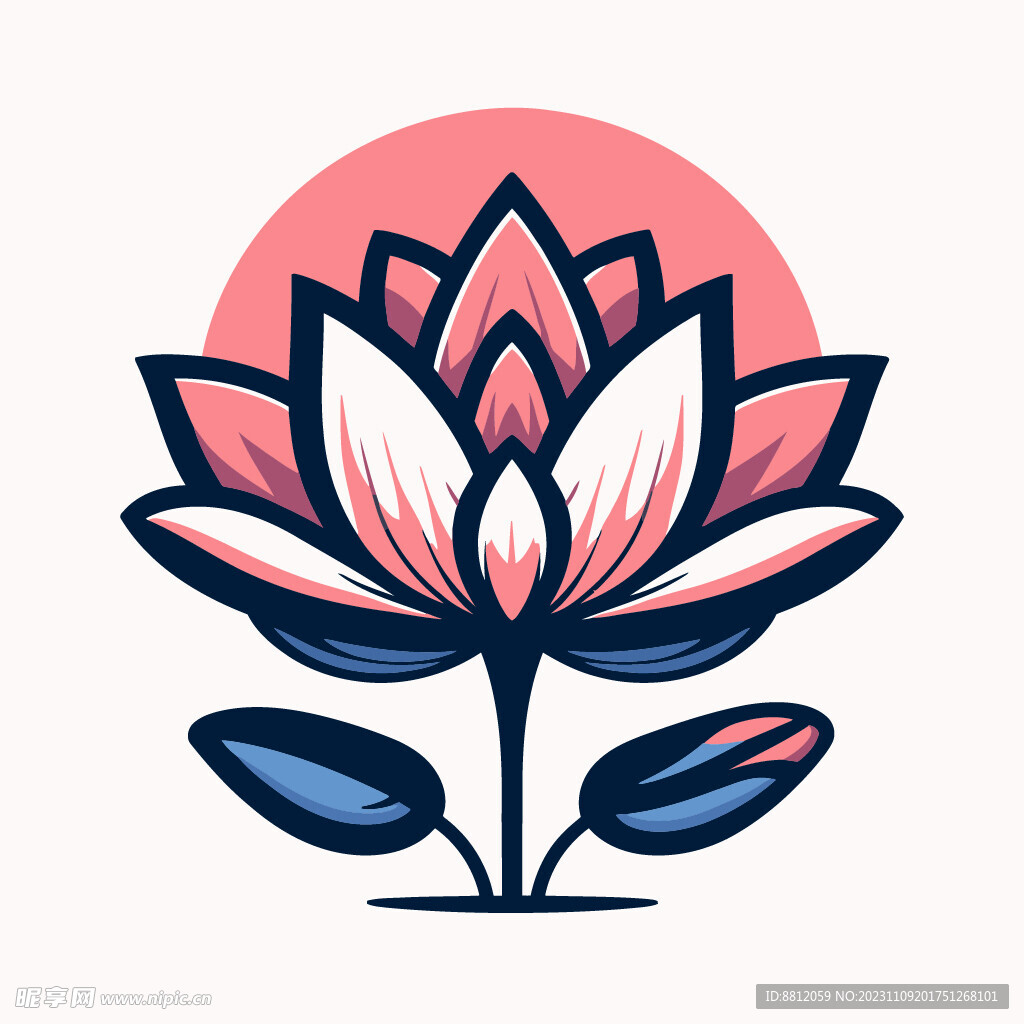 荷花简约插画