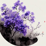 紫薇花 插画 中国风 彩绘