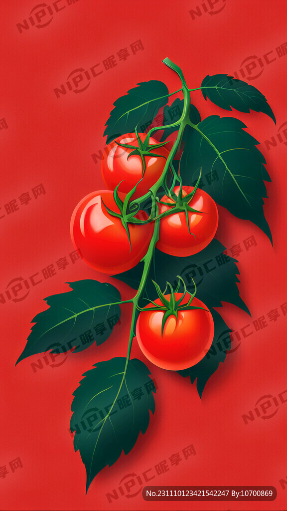 红色背景要有西红柿插画