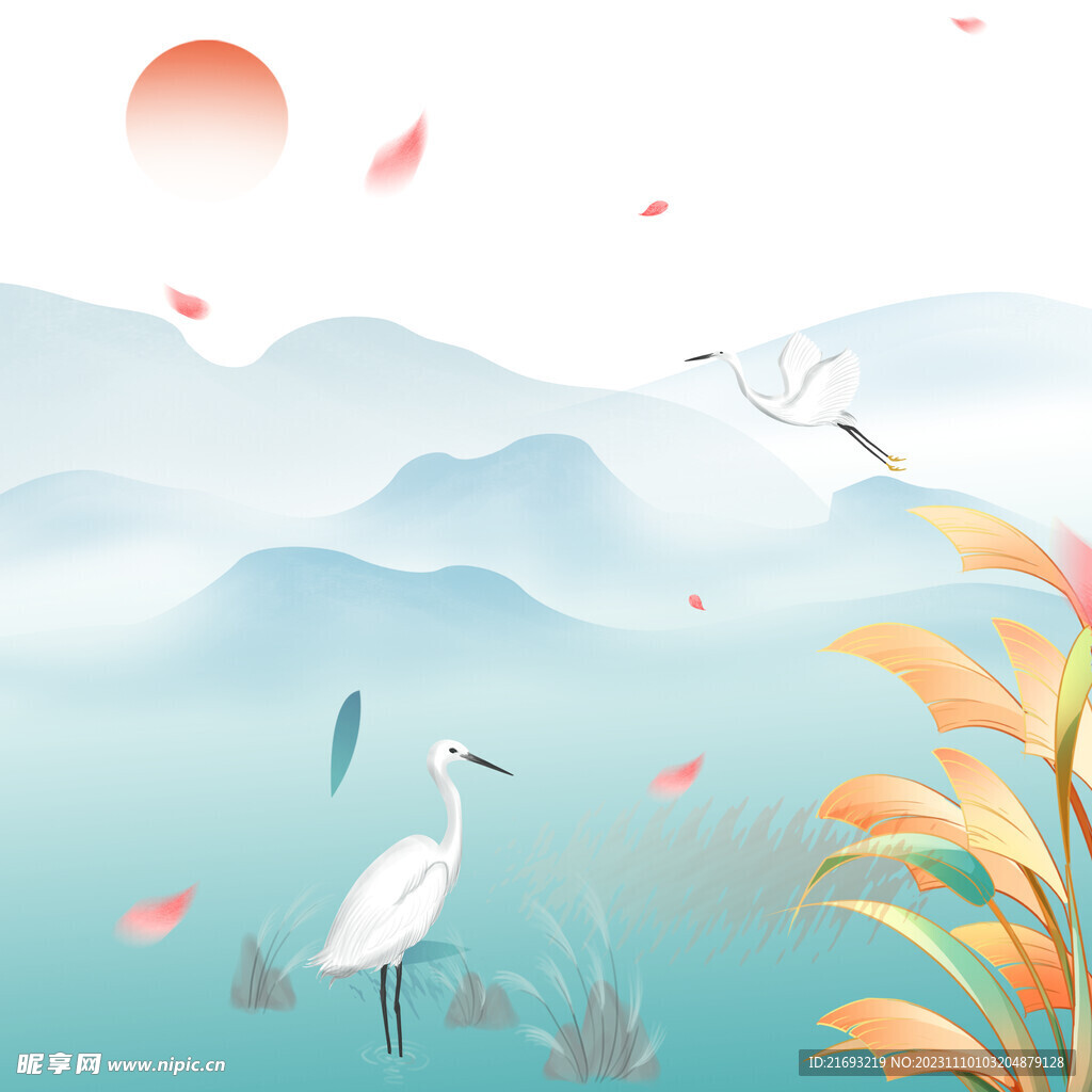 国潮风景背景