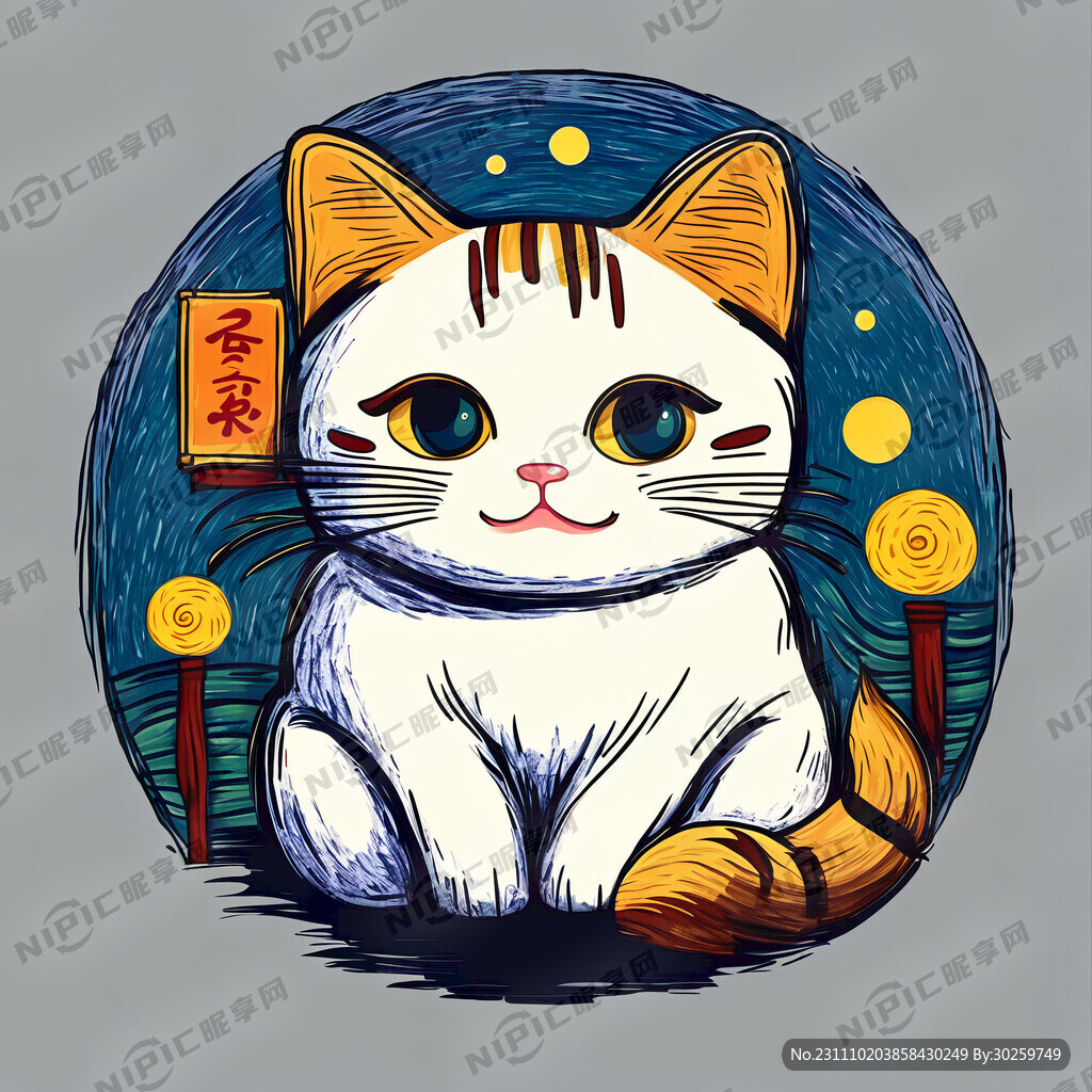 白底背景 可爱卡通招财猫