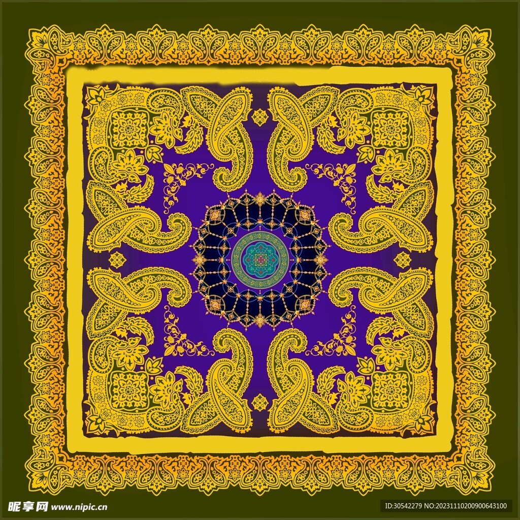 金色花纹地毯