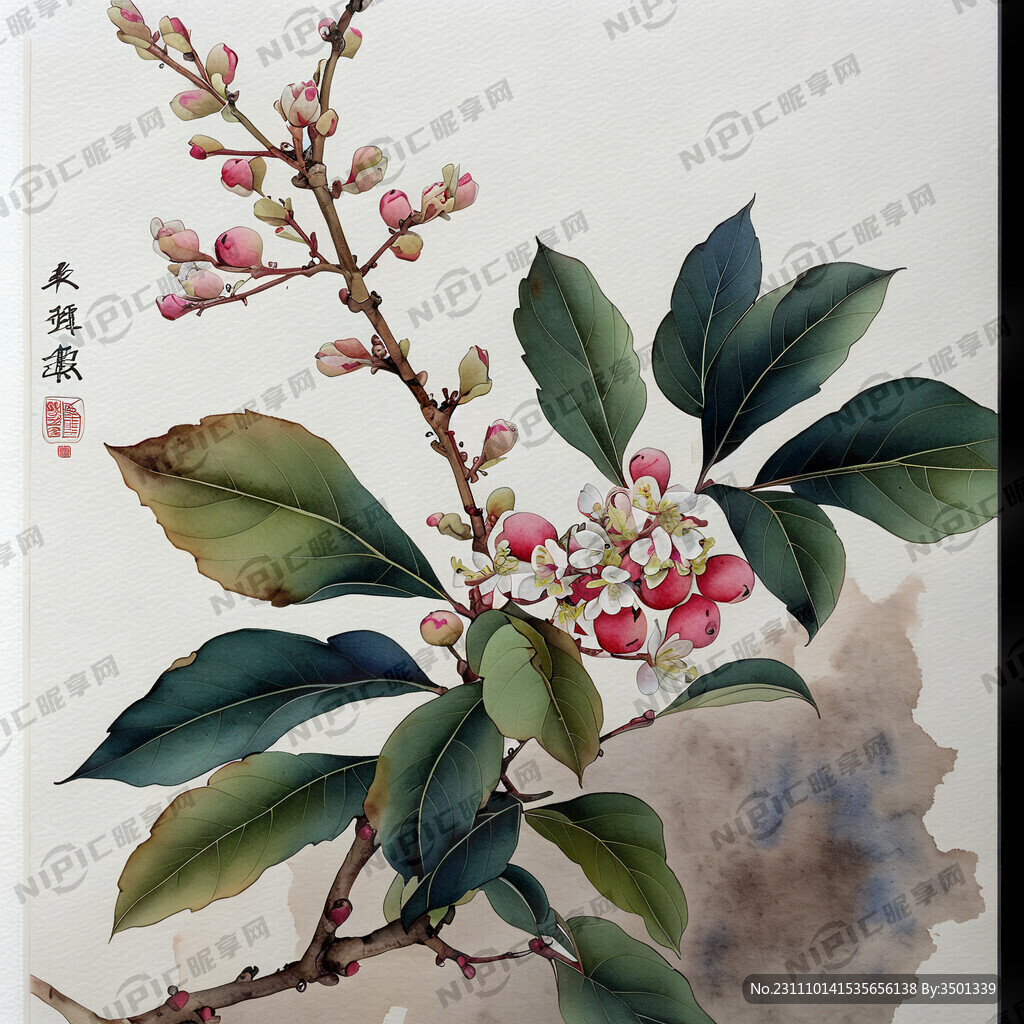 小沙果 花繁叶茂 树叶 枝干