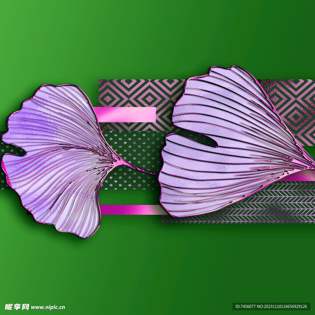 轻奢紫色树叶艺术挂画装饰画